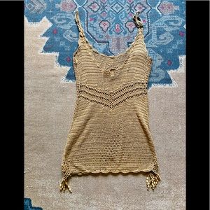 Spell & The Gypsy Tan Twiggy Crochet  Dress M/L